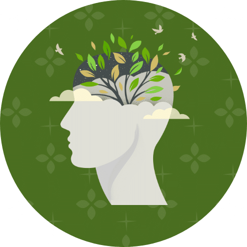 a head with trees in it